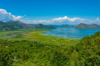 Karadağ 'daki Skadar gölünün Panorama manzarası