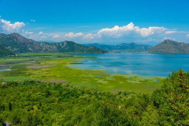 Karadağ 'daki Skadar gölünün Panorama manzarası