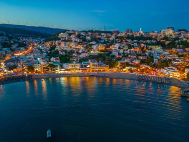 Karadağ 'da Ulcinj' in günbatımı manzarası
