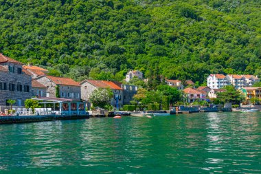 Kostanjica town at Boka Kotorska bay in Montenegro clipart