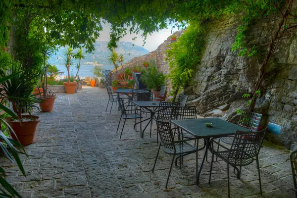 Εστιατόριο Στην Ακρόπολη Μπούντβα Στο Μαυροβούνιο — Φωτογραφία Αρχείου