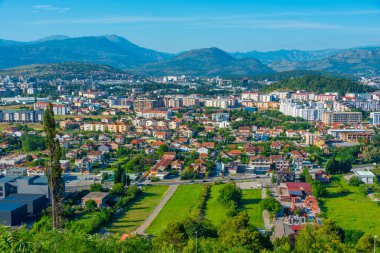 Karadağ 'ın Podgorica şehir merkezinin hava manzarası