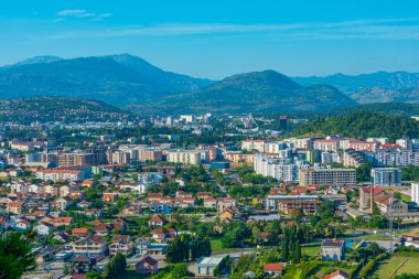 Karadağ 'ın Podgorica şehir merkezinin hava manzarası