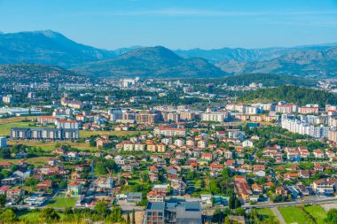 Karadağ 'ın Podgorica şehir merkezinin hava manzarası