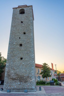 Sahat kula tower in capital of Montenegro Podgorica clipart