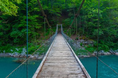 Karadağ 'da Tara Nehri üzerindeki tahta köprü