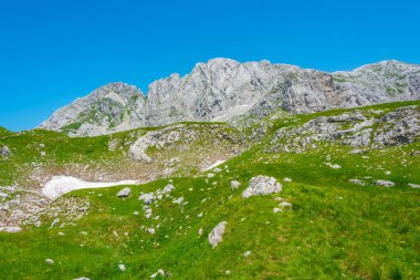 Karadağ 'ın Bobotuv Kuk dağının hakim olduğu Durmitor Milli Parkı Panoraması