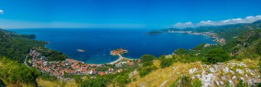 Karadağ 'da Sveti Stefan' ın Panorama görüşü