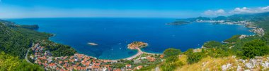 Karadağ 'da Sveti Stefan' ın Panorama görüşü