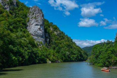 Rock Sculpture of Decebalus at Iron Gates national park in Romania clipart