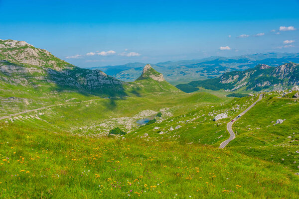 Panorama of Durmitor National park dominated by Bobotuv Kuk mountain, Montenegro