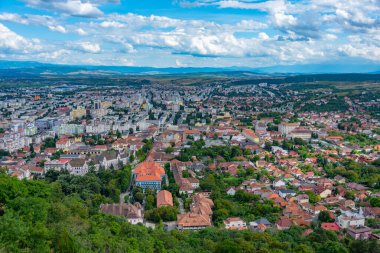 Panorama view of Romanian town Deva clipart