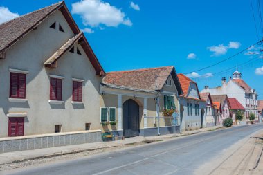 Romanya 'nın Calnic köyündeki tipik Sakson evleri