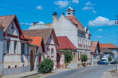 Romanya 'nın Calnic köyündeki tipik Sakson evleri