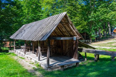 Romanya 'nın Sibiu kentindeki Astra etnografi müzesinde tarihi evler