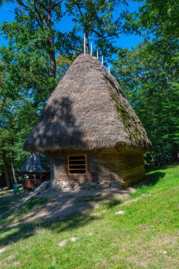 Romanya 'nın Sibiu kentindeki Astra etnografi müzesinde tarihi evler