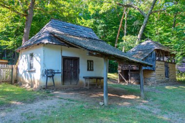 Romanya 'nın Sibiu kentindeki Astra etnografi müzesinde tarihi evler
