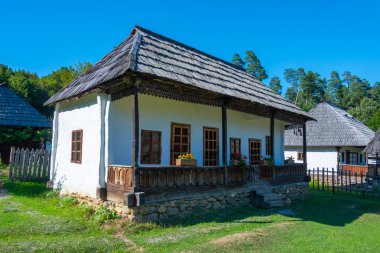 Romanya 'nın Sibiu kentindeki Astra etnografi müzesinde tarihi evler