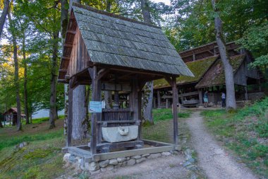 Romanya 'nın Sibiu kentindeki Astra etnografi müzesinde tarihi evler