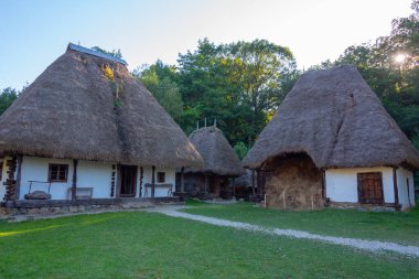 Romanya 'nın Sibiu kentindeki Astra etnografi müzesinde tarihi evler