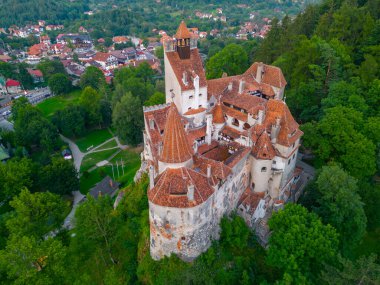 Sunset view of Bran castle in Romania clipart