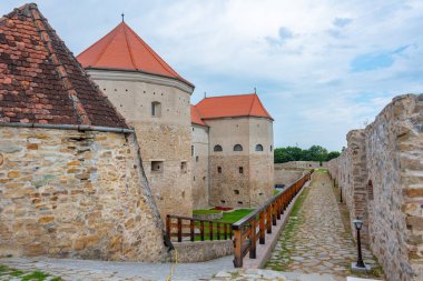 Romanya 'da bulutlu bir günde Fagaras Kalesi