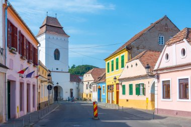 Colourful houses in Romanian town Medias clipart