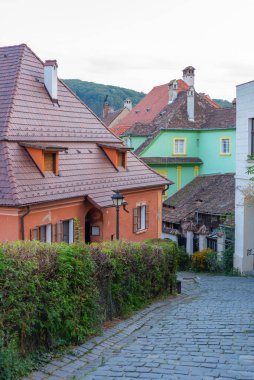 Romanya 'nın Sighisoara kentindeki renkli cadde