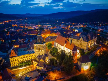 Romanya 'nın Sighisoara kentinin günbatımı manzarası