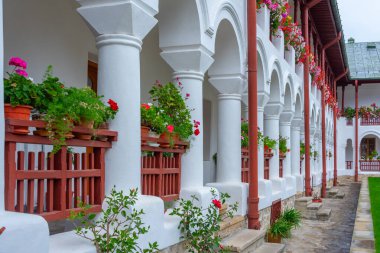 Romanya 'da bulutlu bir günde Agapia manastırı