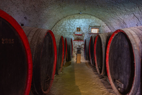 Wine cellar at Calnic fortified church in Romania