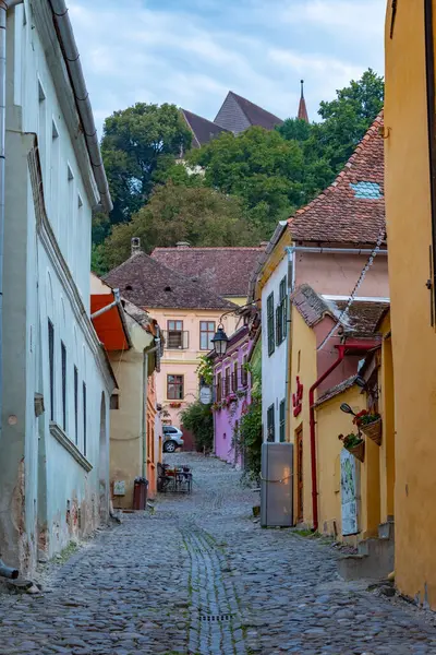 Romanya 'nın Sighisoara kentindeki renkli cadde