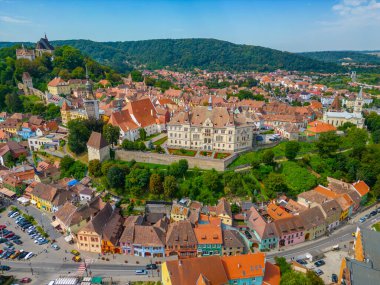 Romanya 'nın Sighisoara kentinin Panorama manzarası