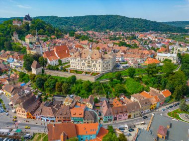 Romanya 'nın Sighisoara kentinin Panorama manzarası