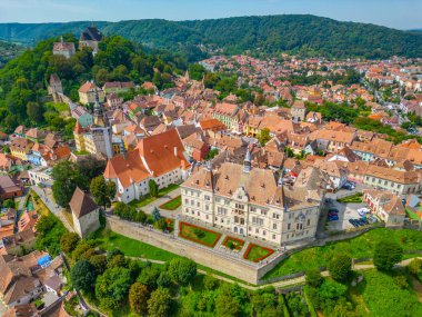 Romanya 'nın Sighisoara kentinin Panorama manzarası