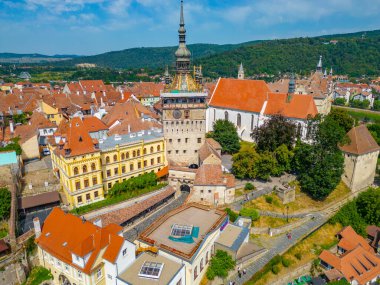 Romanya 'nın Sighisoara kentinin Panorama manzarası