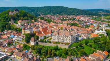 Romanya 'nın Sighisoara kentinin Panorama manzarası