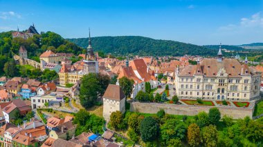 Romanya 'nın Sighisoara kentinin Panorama manzarası
