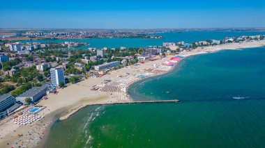 Panorama view of Mamaia beach in Romania clipart