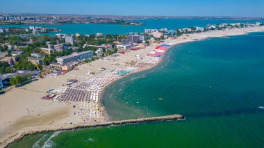 Romanya 'daki Mamaia plajının Panorama manzarası