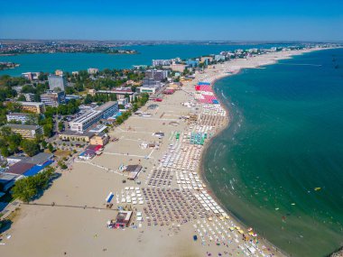 Panorama view of Mamaia beach in Romania clipart