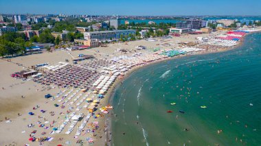 Romanya 'daki Mamaia plajının Panorama manzarası
