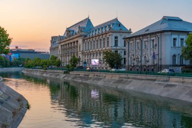 Sunset view of the Court of Appeal in Romanian capital Bucharest clipart