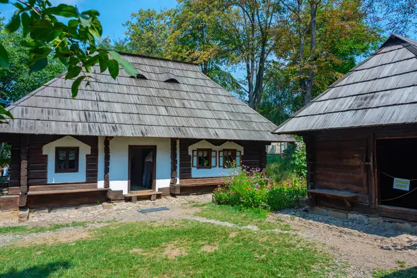 stock image Historical houses at Bucovina Village Museum in Suceava, Romania