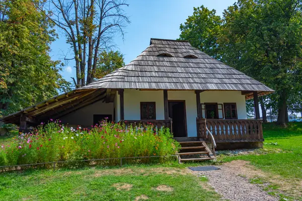 Romanya 'nın Suceava kentindeki Bucovina Köy Müzesinde tarihi evler