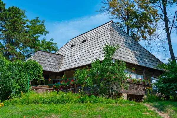 Romanya 'nın Suceava kentindeki Bucovina Köy Müzesinde tarihi evler