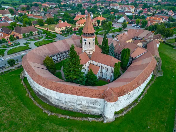 Vista Del Atardecer Iglesia Fortificada Prejmer Rumania — Foto de Stock