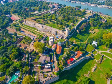 Sırbistan 'ın başkenti Belgrad' daki Kalemegdan kalesinin Panorama manzarası