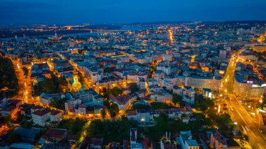 Sırbistan 'ın eski Belgrad kentinin günbatımı manzarası