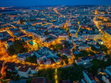 Sırbistan 'ın eski Belgrad kentinin günbatımı manzarası